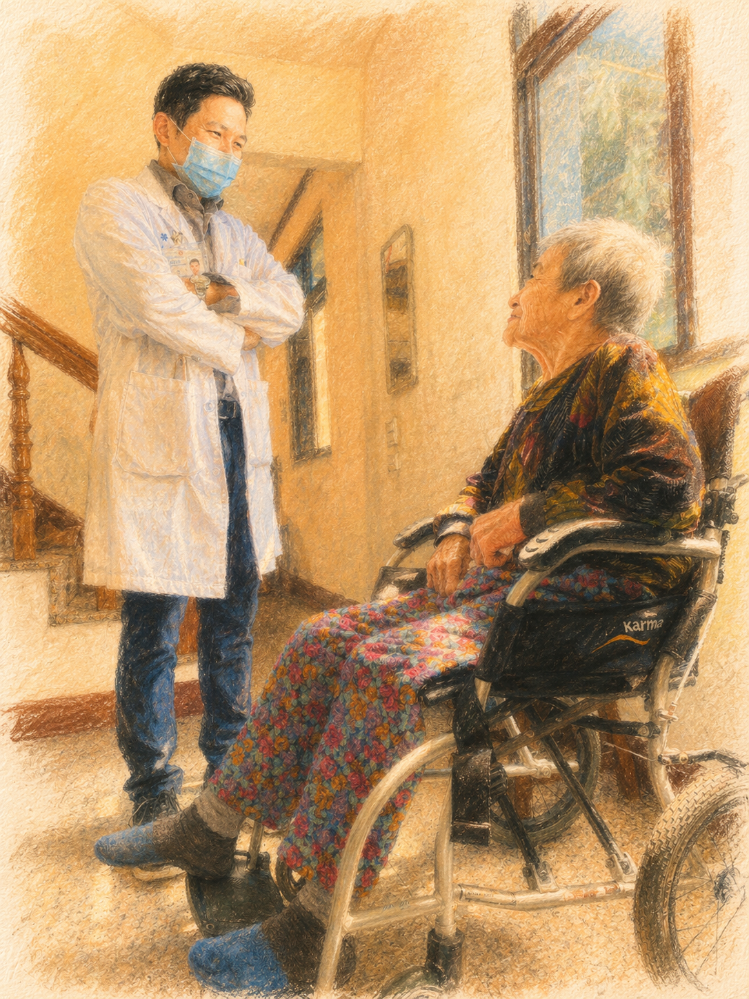 劉俞旻醫師在診間與病人對話